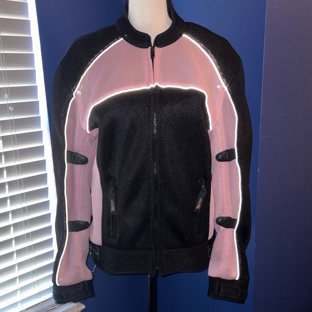 Xelement CF508 Women’s Guardian Motorcycle Jacket Black & Pink Mesh Sz L Like Ne